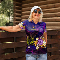 Marshall Islands Women Polo Shirt Whale Hibiscus Polynesian