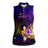 Marshall Islands Women Sleeveless Polo Shirt Whale Hibiscus Polynesian