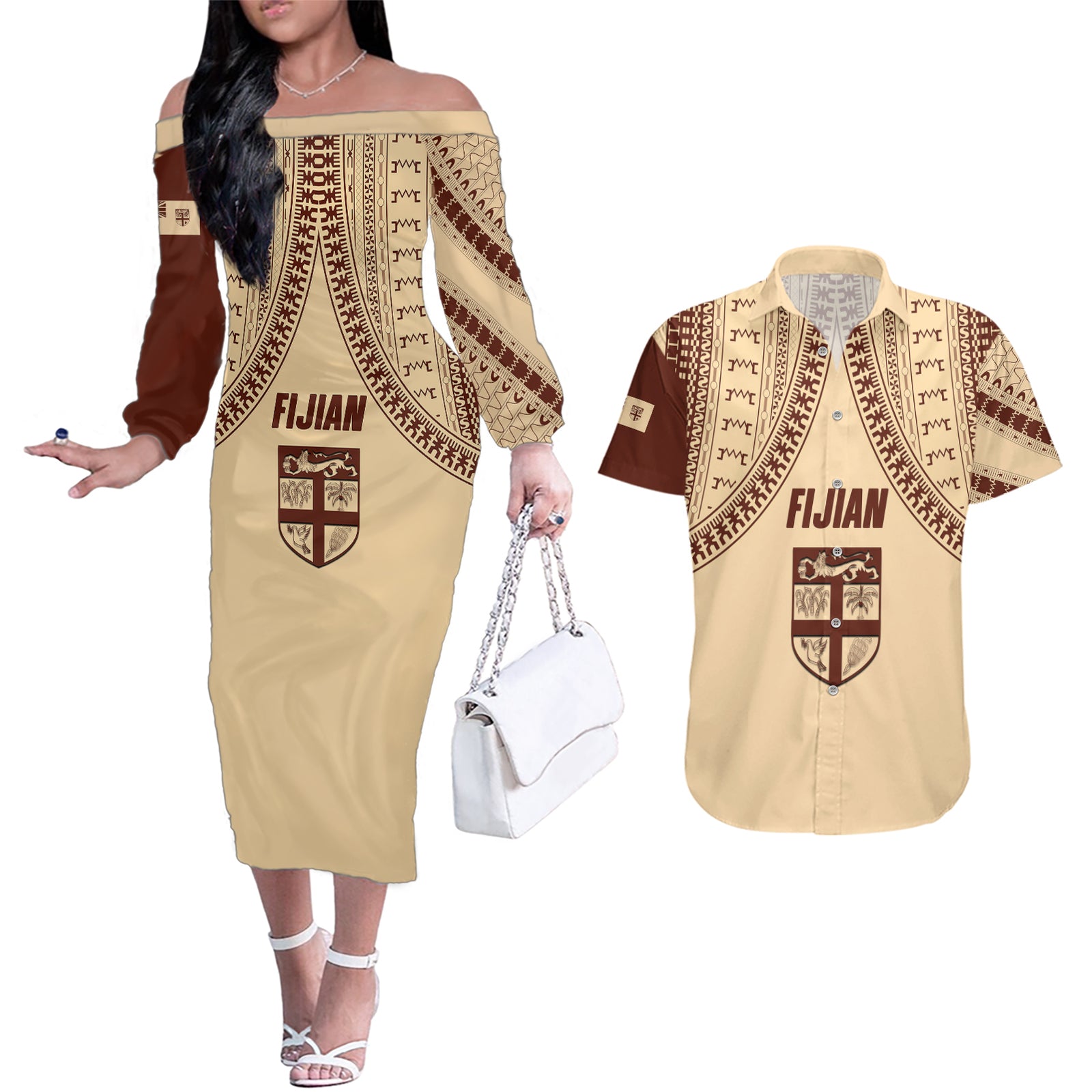 fiji-bula-couples-matching-off-the-shoulder-long-sleeve-dress-and-hawaiian-shirt-tapa-pattern-design