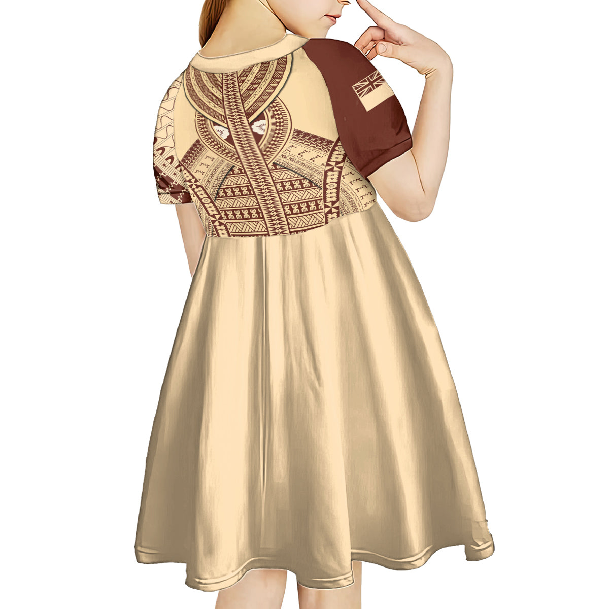 fiji-bula-kid-short-sleeve-dress-tapa-pattern-design