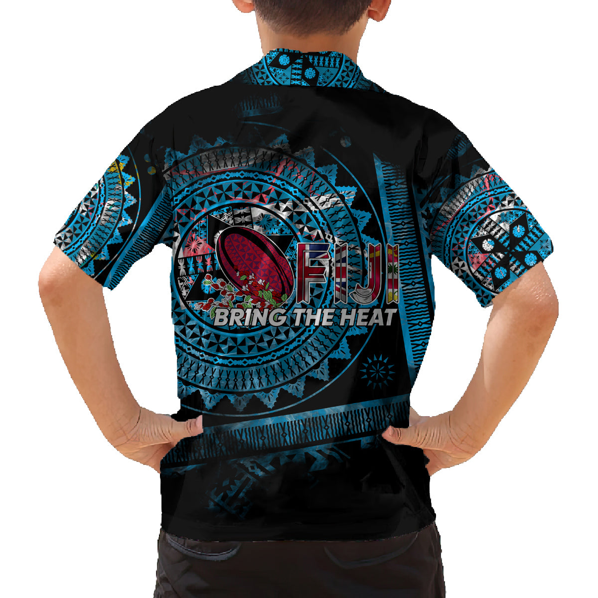 Fiji Rugby Family Matching Off Shoulder Maxi Dress and Hawaiian Shirt Bring The Heat DT02 - Polynesian Pride