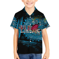 Fiji Rugby Family Matching Puletasi Dress and Hawaiian Shirt Bring The Heat DT02 Son's Shirt Blue - Polynesian Pride