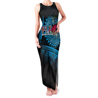 Fiji Rugby Family Matching Tank Maxi Dress and Hawaiian Shirt Bring The Heat DT02 Mom's Dress Blue - Polynesian Pride