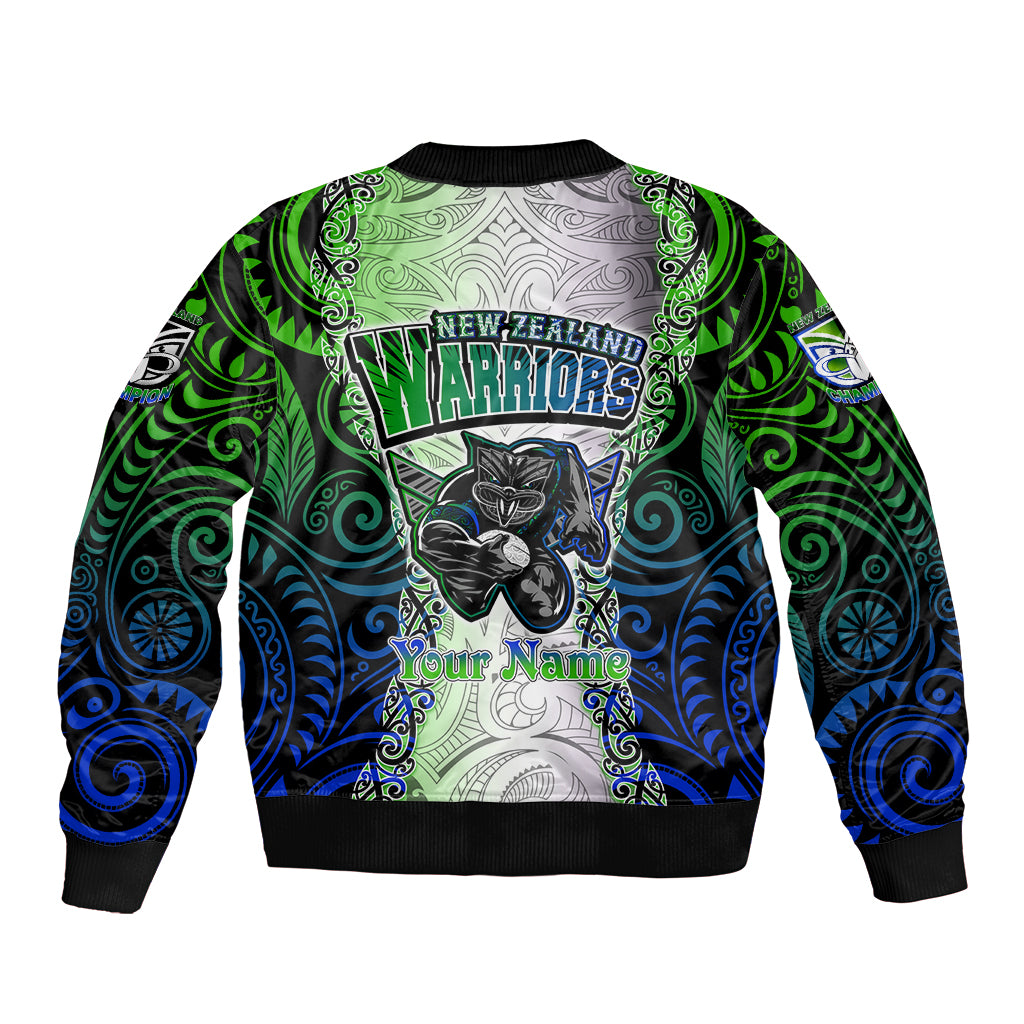 Personalised New Zealand Warriors Bomber Jacket Maori Silver Fern Green DT02 - Polynesian Pride