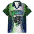 Personalised New Zealand Warriors Family Matching Off Shoulder Maxi Dress and Hawaiian Shirt Maori Silver Fern Green DT02 Dad's Shirt - Short Sleeve Green - Polynesian Pride