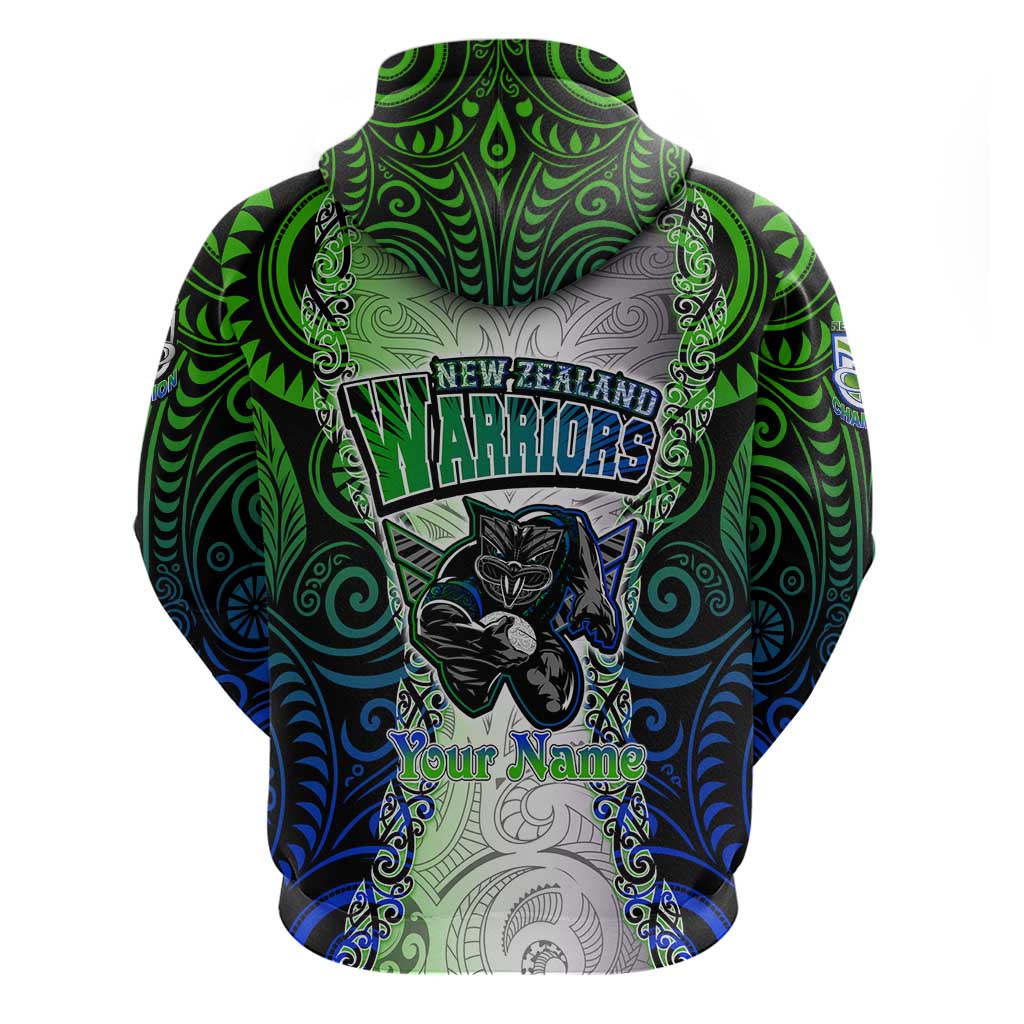 Personalised New Zealand Warriors Hoodie Maori Silver Fern Green DT02