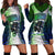 Personalised New Zealand Warriors Hoodie Dress Maori Silver Fern Green DT02 - Polynesian Pride