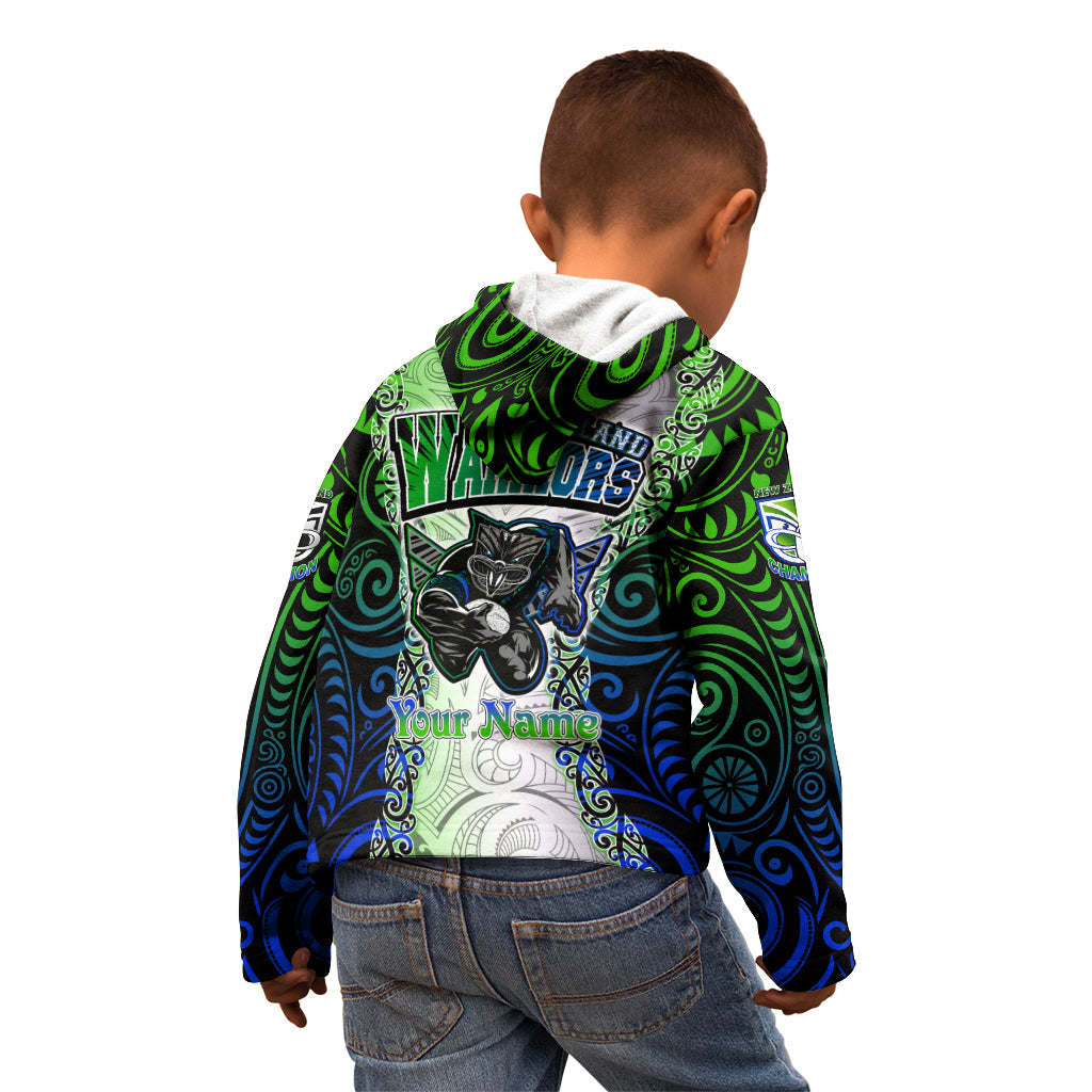 Personalised New Zealand Warriors Kid Hoodie Maori Silver Fern Green DT02 - Polynesian Pride