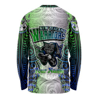 Personalised New Zealand Warriors Long Sleeve Shirt Maori Silver Fern Green DT02 - Polynesian Pride