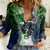 Personalised New Zealand Warriors Women Casual Shirt Maori Silver Fern Green DT02 Female Green - Polynesian Pride