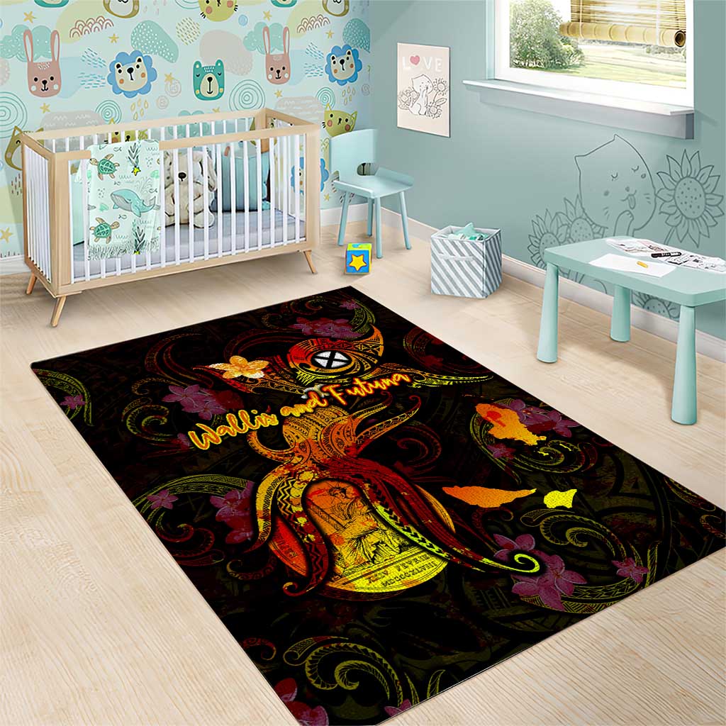 Wallis and Futuna Area Rug Octopus Plumeria Polynesian Tattoo