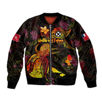 Wallis and Futuna Bomber Jacket Octopus Plumeria Polynesian Tattoo