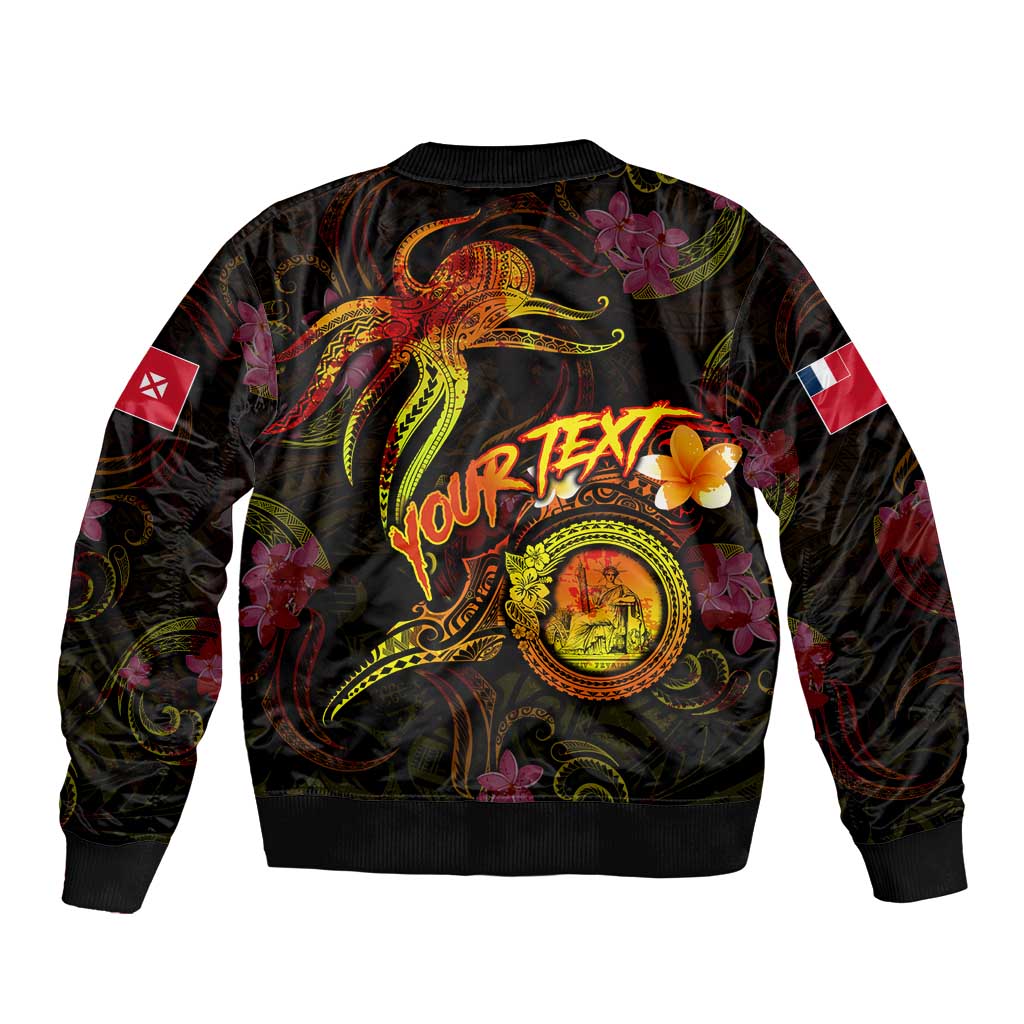 Wallis and Futuna Bomber Jacket Octopus Plumeria Polynesian Tattoo