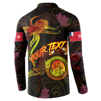 Wallis and Futuna Button Sweatshirt Octopus Plumeria Polynesian Tattoo