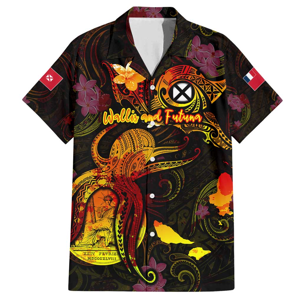 Wallis and Futuna Family Matching Summer Maxi Dress and Hawaiian Shirt Octopus Plumeria Polynesian Tattoo