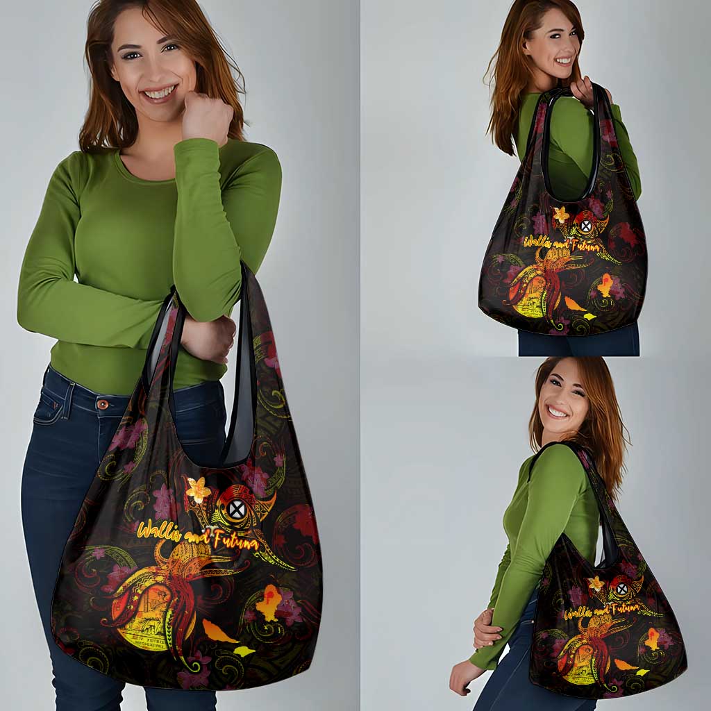 Wallis and Futuna Grocery Bag Octopus Plumeria Polynesian Tattoo