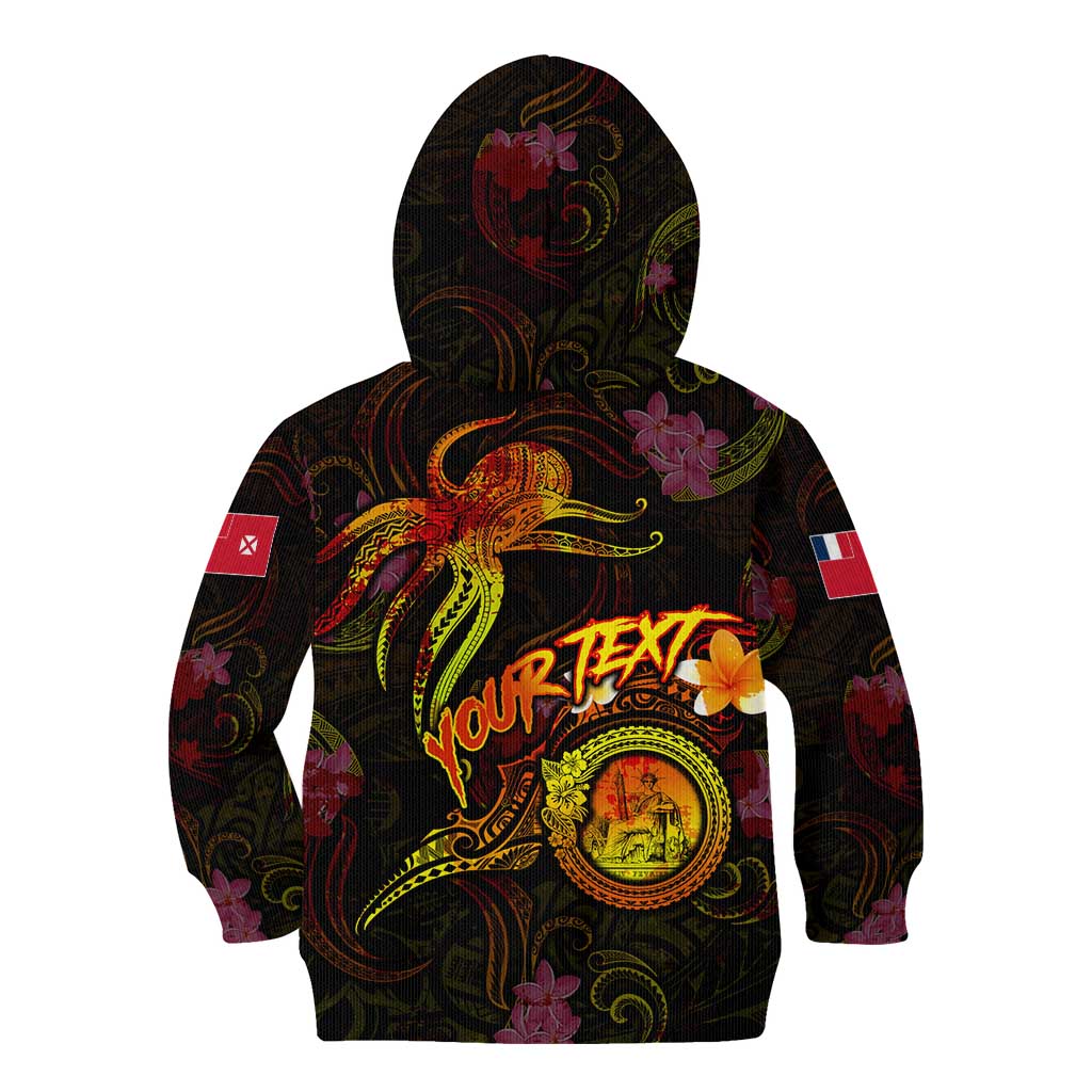 Wallis and Futuna Kid Hoodie Octopus Plumeria Polynesian Tattoo