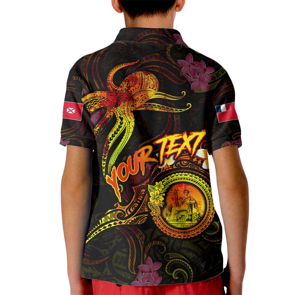 Wallis and Futuna Kid Polo Shirt Octopus Plumeria Polynesian Tattoo DT02 - Polynesian Pride