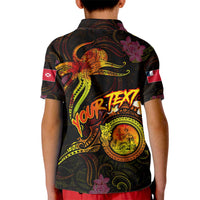 Wallis and Futuna Kid Polo Shirt Octopus Plumeria Polynesian Tattoo DT02 - Polynesian Pride