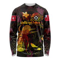 Wallis and Futuna Long Sleeve Shirt Octopus Plumeria Polynesian Tattoo