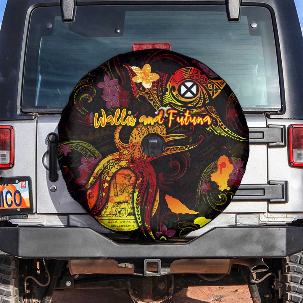 Wallis and Futuna Spare Tire Cover Octopus Plumeria Polynesian Tattoo