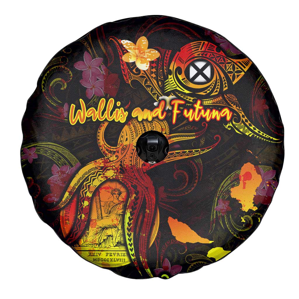 Wallis and Futuna Spare Tire Cover Octopus Plumeria Polynesian Tattoo