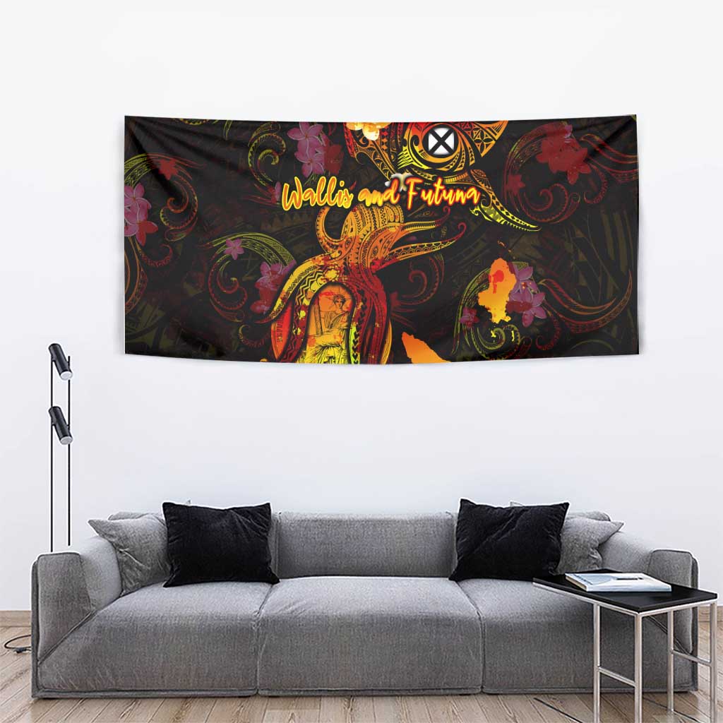 Wallis and Futuna Tapestry Octopus Plumeria Polynesian Tattoo