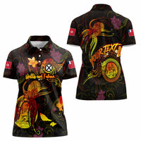 Wallis and Futuna Women Polo Shirt Octopus Plumeria Polynesian Tattoo