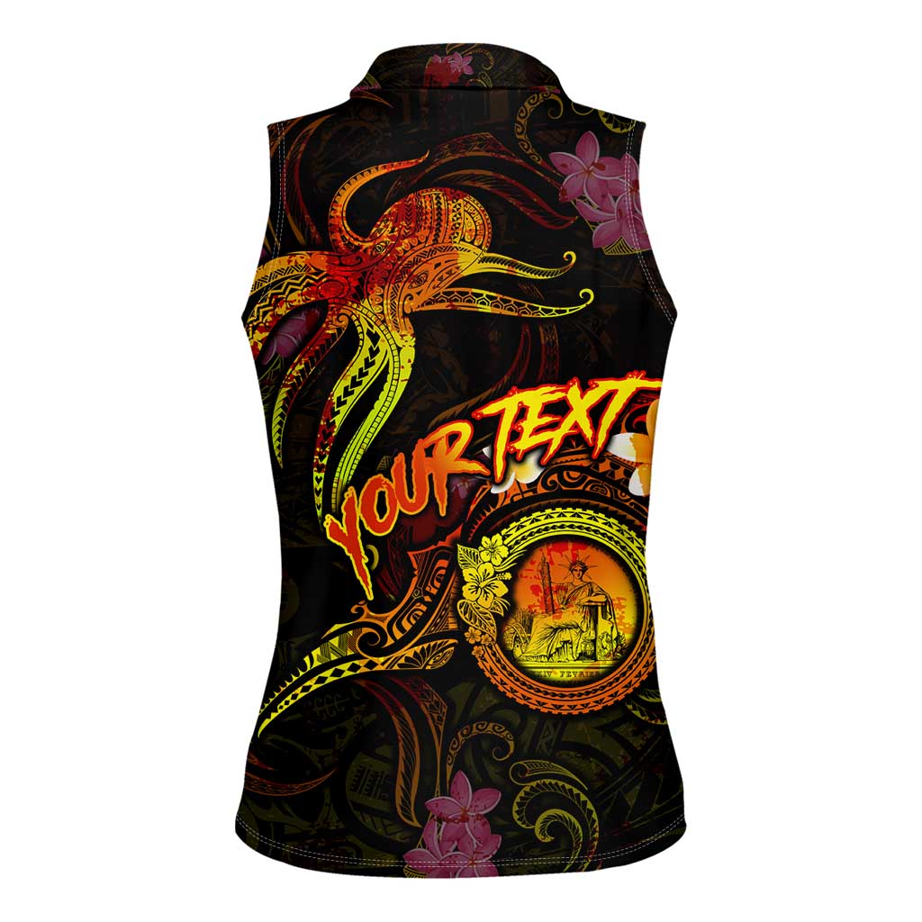 Wallis and Futuna Women Sleeveless Polo Shirt Octopus Plumeria Polynesian Tattoo