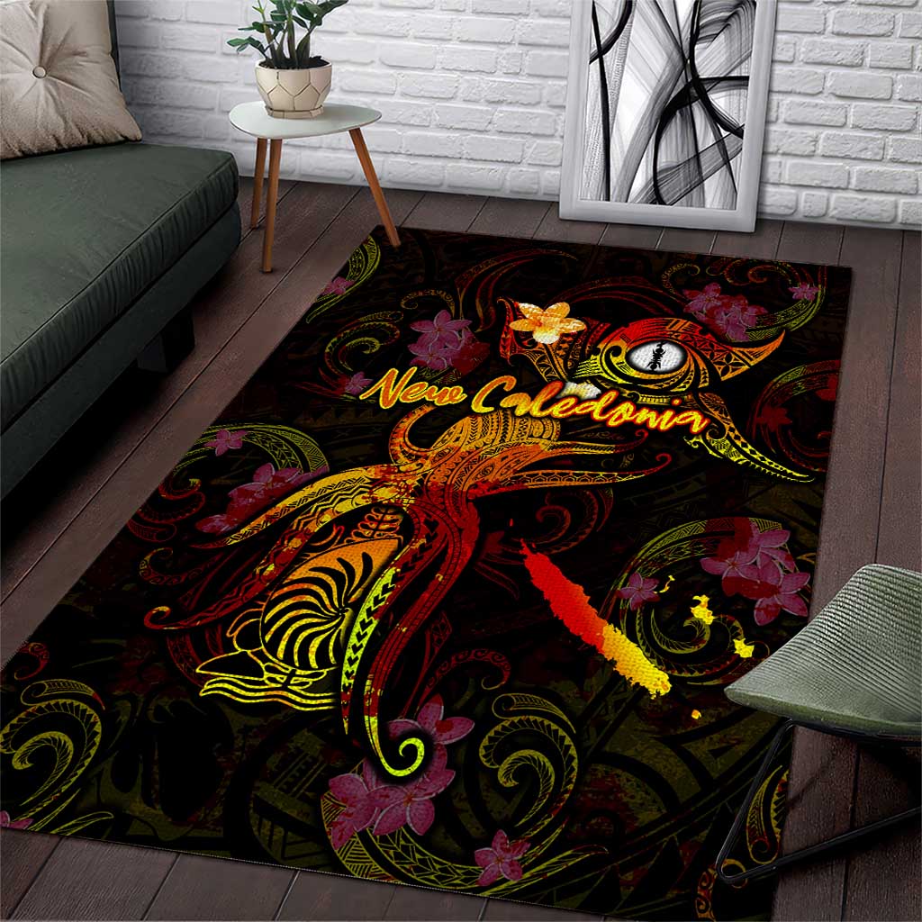 New Caledonia Area Rug Octopus Plumeria Polynesian Tattoo