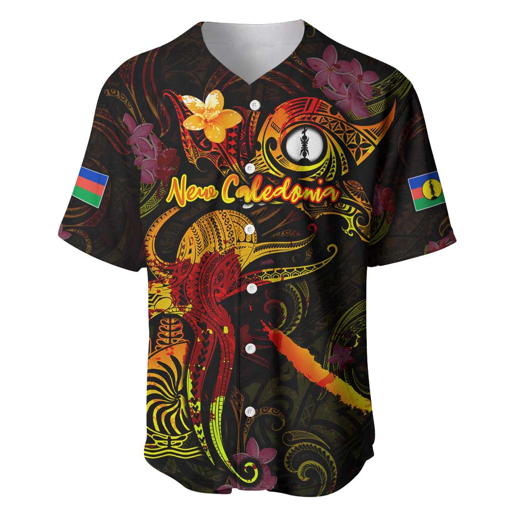 New Caledonia Baseball Jersey Octopus Plumeria Polynesian Tattoo
