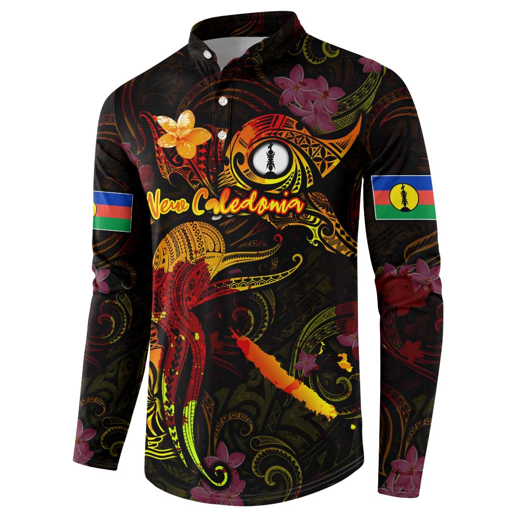 New Caledonia Button Sweatshirt Octopus Plumeria Polynesian Tattoo