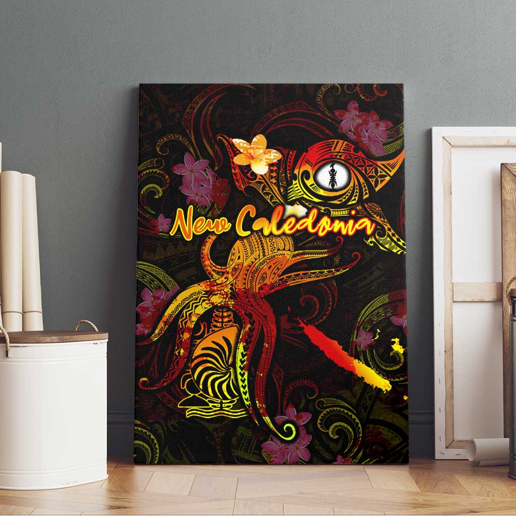 New Caledonia Canvas Wall Art Octopus Plumeria Polynesian Tattoo