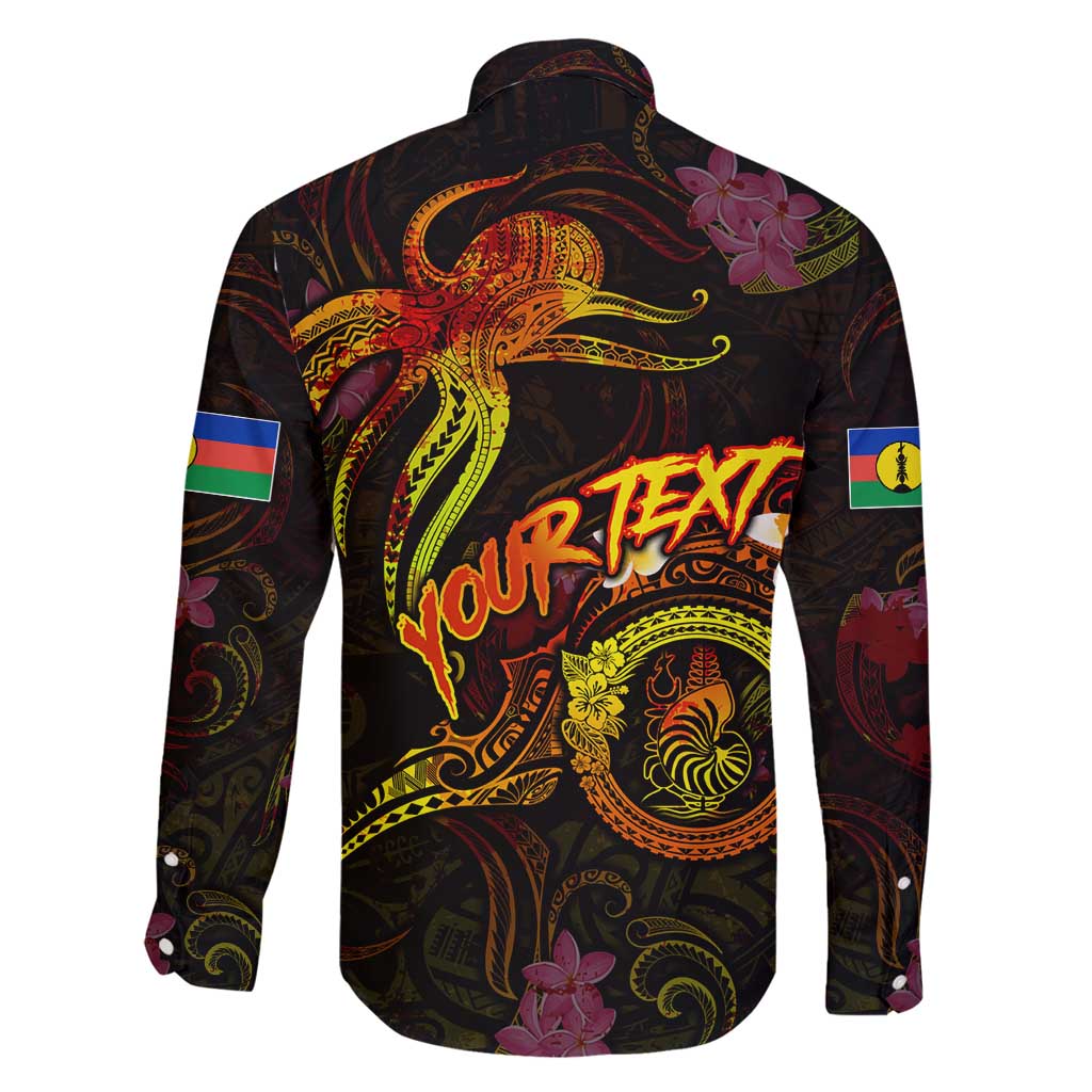 New Caledonia Family Matching Long Sleeve Bodycon Dress and Hawaiian Shirt Octopus Plumeria Polynesian Tattoo