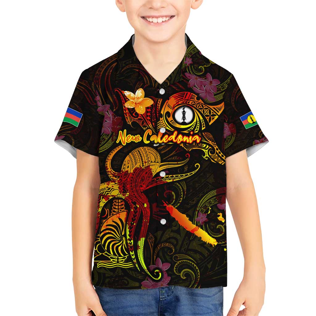 New Caledonia Family Matching Off Shoulder Short Dress and Hawaiian Shirt Octopus Plumeria Polynesian Tattoo