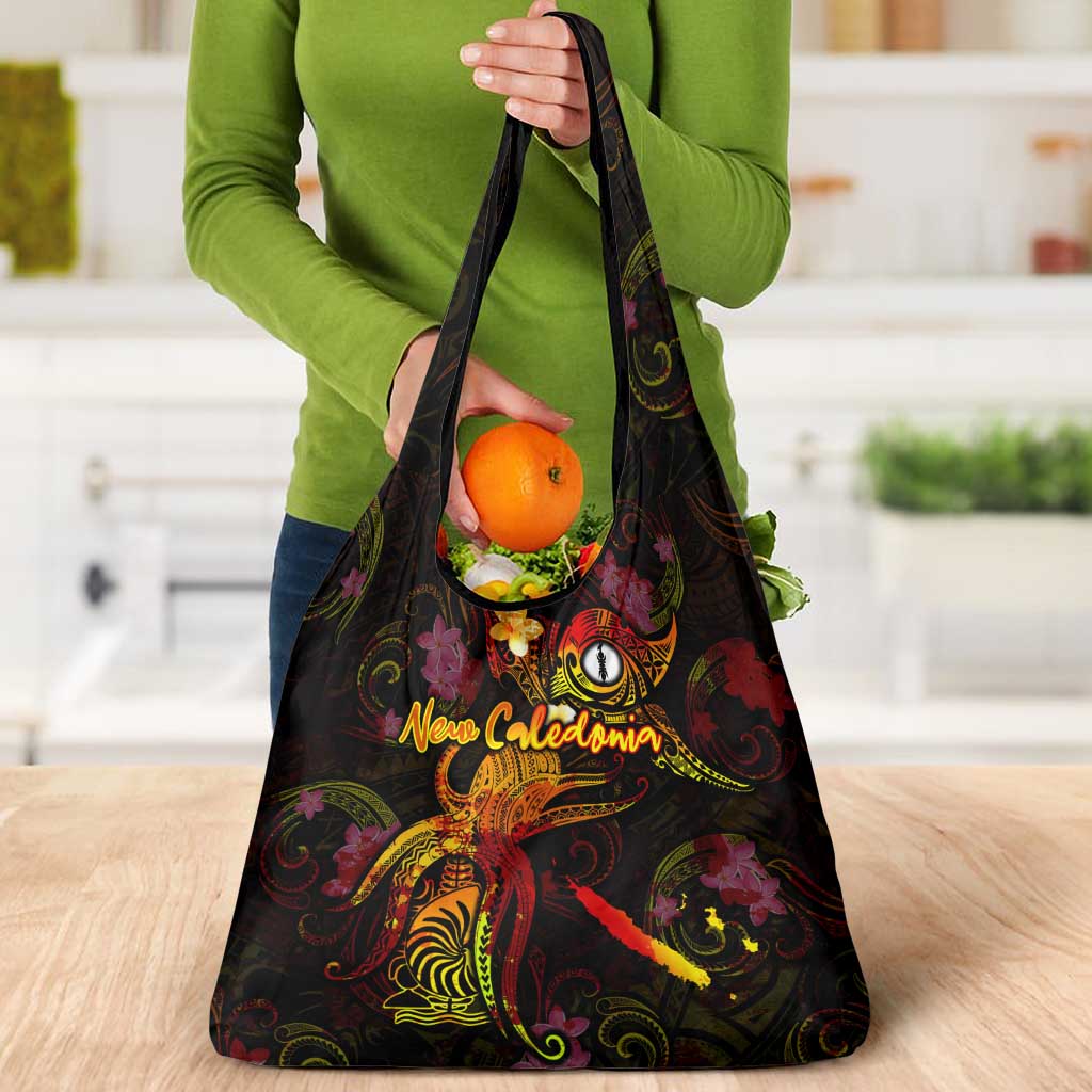 New Caledonia Grocery Bag Octopus Plumeria Polynesian Tattoo