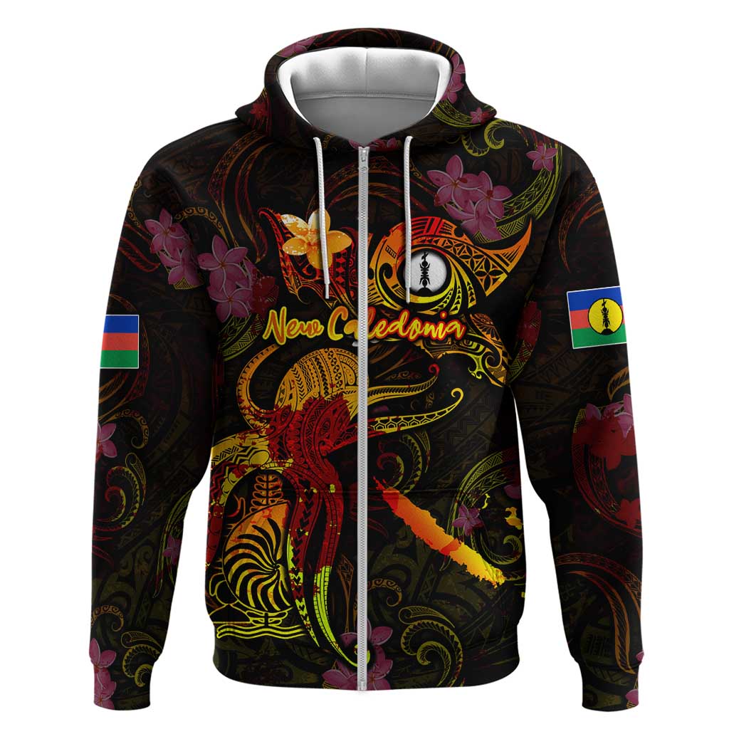 New Caledonia Hoodie Octopus Plumeria Polynesian Tattoo