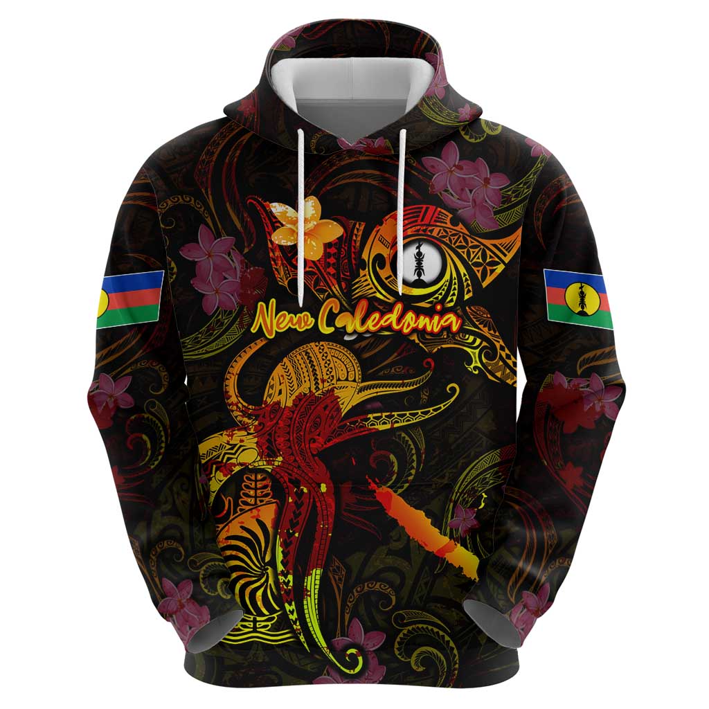 New Caledonia Hoodie Octopus Plumeria Polynesian Tattoo