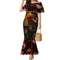 New Caledonia Mermaid Dress Octopus Plumeria Polynesian Tattoo