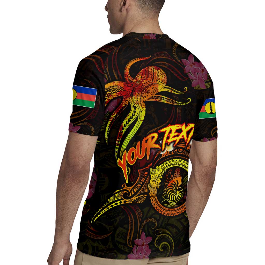 New Caledonia Rugby Jersey Octopus Plumeria Polynesian Tattoo