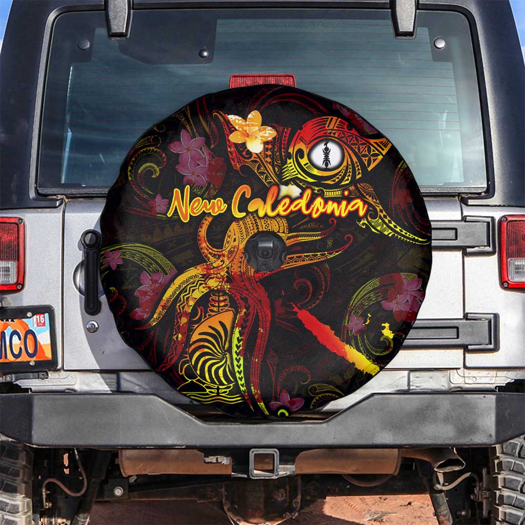 New Caledonia Spare Tire Cover Octopus Plumeria Polynesian Tattoo