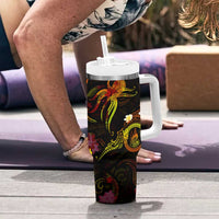 New Caledonia Tumbler With Handle Octopus Plumeria Polynesian Tattoo