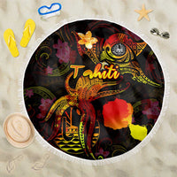 Tahiti French Polynesia Beach Blanket Octopus Plumeria Polynesian Tattoo