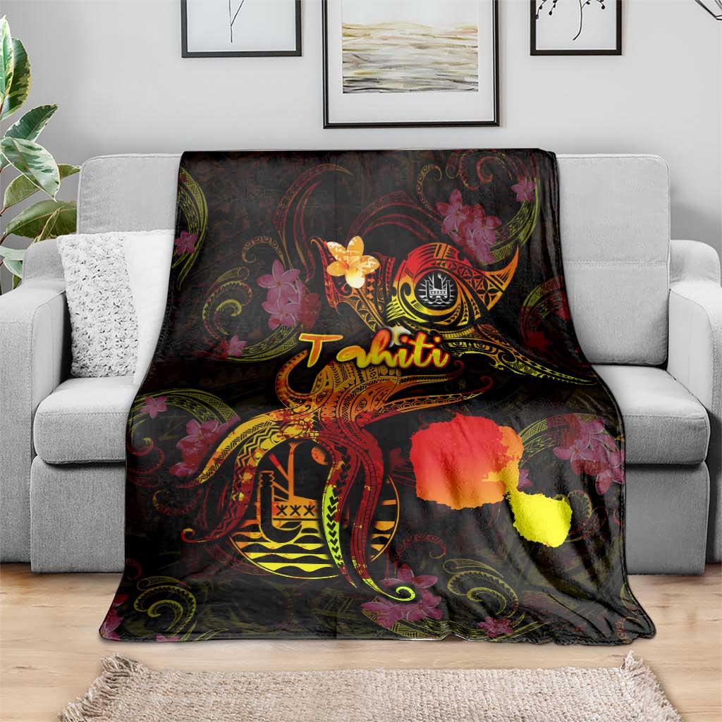 Tahiti French Polynesia Blanket Octopus Plumeria Polynesian Tattoo