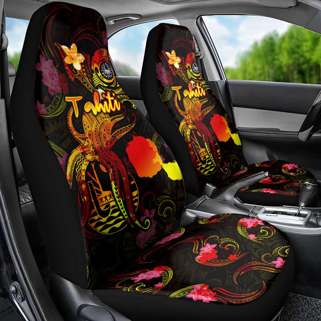 Tahiti French Polynesia Car Seat Cover Octopus Plumeria Polynesian Tattoo
