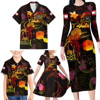 Tahiti French Polynesia Family Matching Long Sleeve Bodycon Dress and Hawaiian Shirt Octopus Plumeria Polynesian Tattoo DT02 - Polynesian Pride