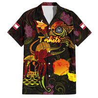 Tahiti French Polynesia Family Matching Long Sleeve Bodycon Dress and Hawaiian Shirt Octopus Plumeria Polynesian Tattoo DT02 Dad's Shirt - Short Sleeve Black - Polynesian Pride