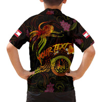 Tahiti French Polynesia Family Matching Off The Shoulder Long Sleeve Dress and Hawaiian Shirt Octopus Plumeria Polynesian Tattoo