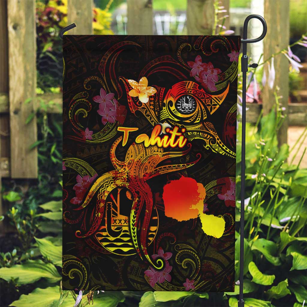 Tahiti French Polynesia Garden Flag Octopus Plumeria Polynesian Tattoo