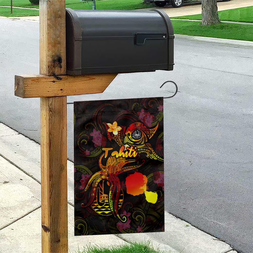 Tahiti French Polynesia Garden Flag Octopus Plumeria Polynesian Tattoo